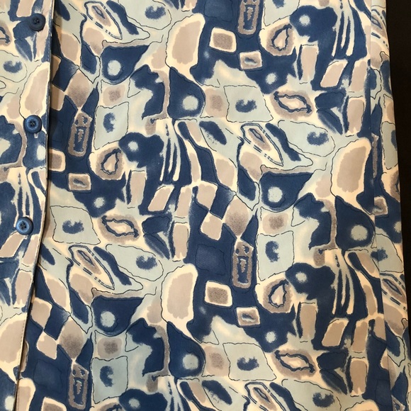 Vintage Florentine blue abstract button up dress - Picture 6 of 10